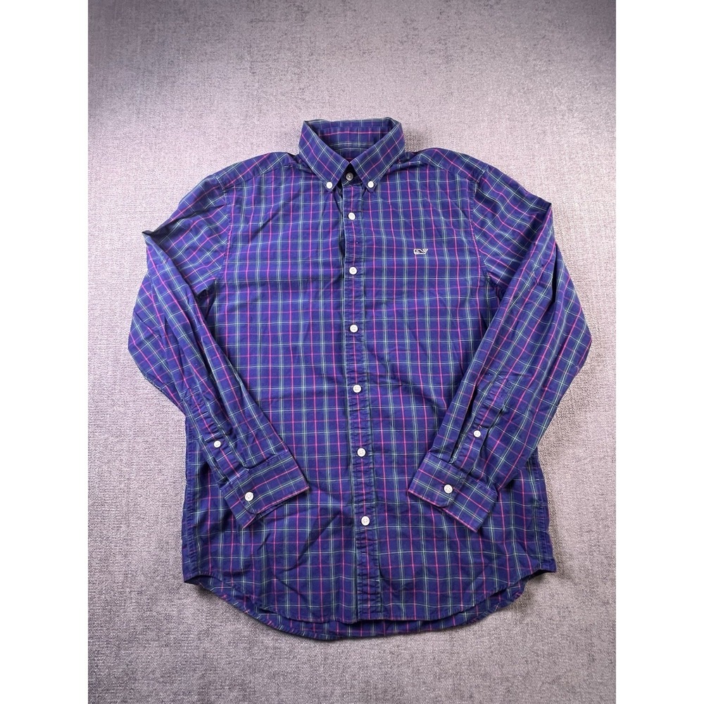 Vineyard Vines Slim Fit Whale Shirt Mens M Plaid Long‎ Sleeve Cotton Multicolor